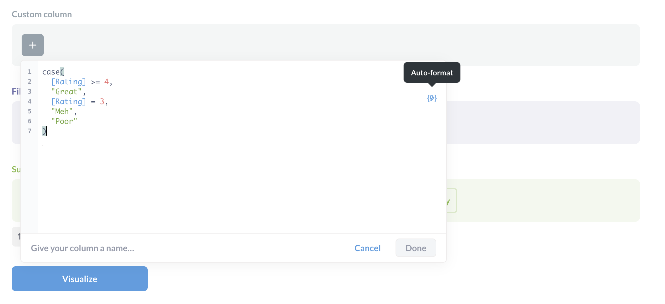 Auto-format expression