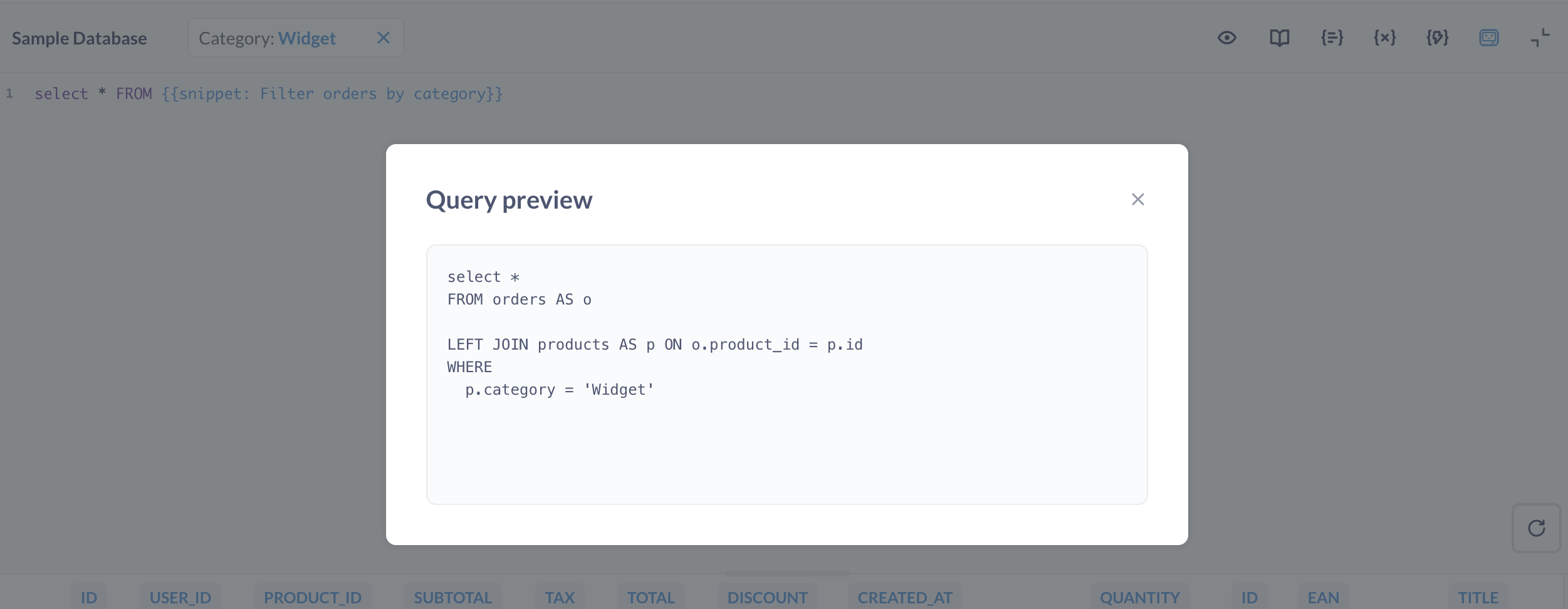 Query preview